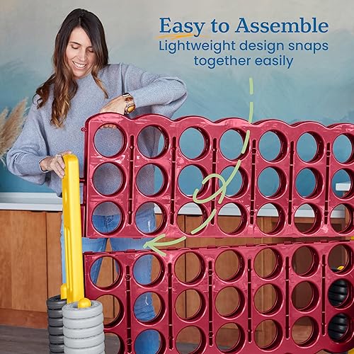 Miniatura 66 de ECR4Kids ELR-12507 - Juego Jumbo de 4 en fila, juego de patio trasero para niños, para interiores o exteriores, divertido juego para adultos