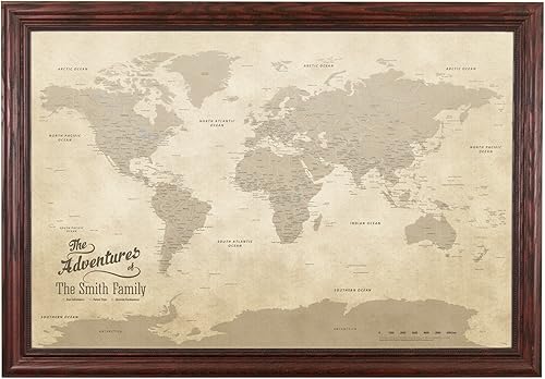 Miniatura 28 de Push Pin Travel Maps Pósteres e impresiones – Mapa de pines enmarcado negro rústico – 27.5 x 39.5 pulgadas – 8 opciones de marco hecho a mano –