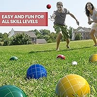 Vista 2 de Juego de bolas de bochas de 3.937 in, tamaño y peso regulables para césped, juego de bocci de playa para 2-8 jugadores (multicolor)