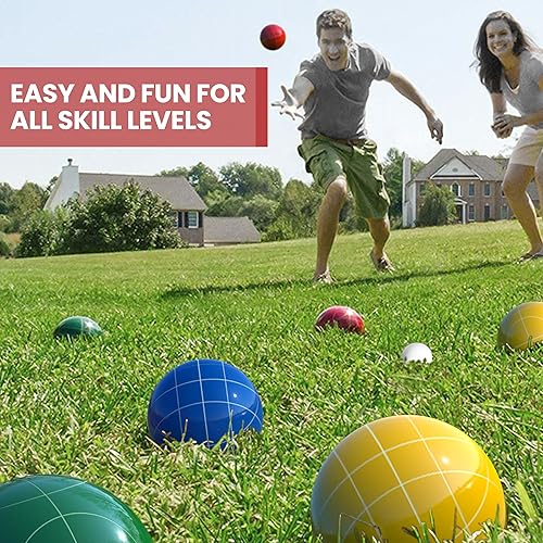 Miniatura 2 de Juego de bolas de bochas de 3.937 in, tamaño y peso regulables para césped, juego de bocci de playa para 2-8 jugadores (multicolor)