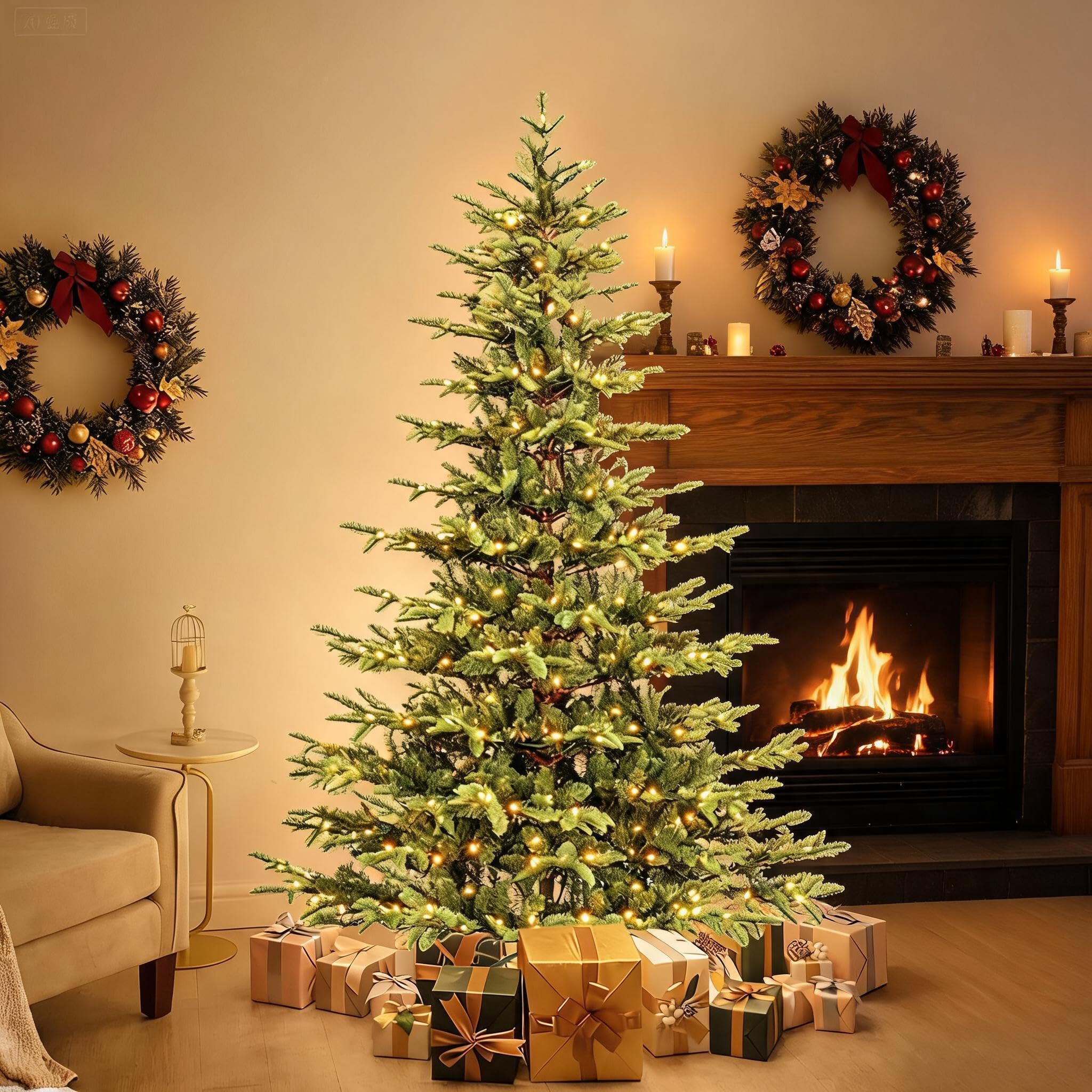 GarveeTech Künstlicher Weihnachtsbaum, Klappsystem, Warmweiße LED