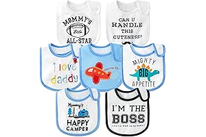 Soft and Absorbent 7Pcs Cotton Baby Bibs for Infant Boys