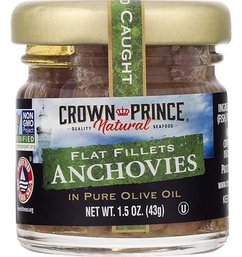 Miniatura 7 de Crown Prince Filetes planos naturales de anchoas en aceite de oliva puro, frascos de 1.5 onzas (paquete de 18)