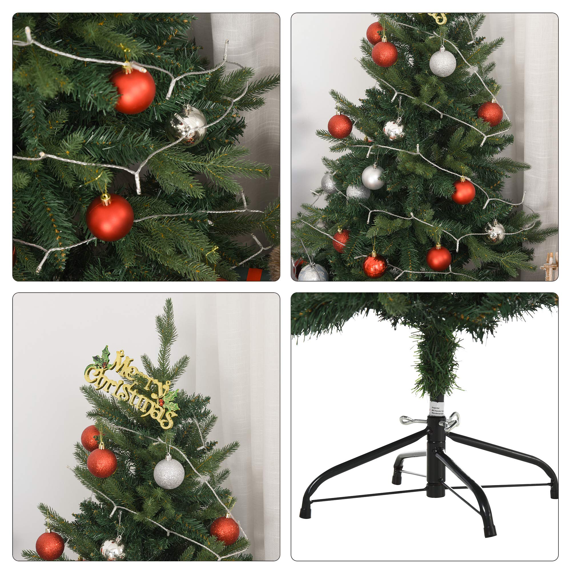 HOMCOM Künstlicher Weihnachtsbaum 120 cm mit 657 Spitzen Metallständer