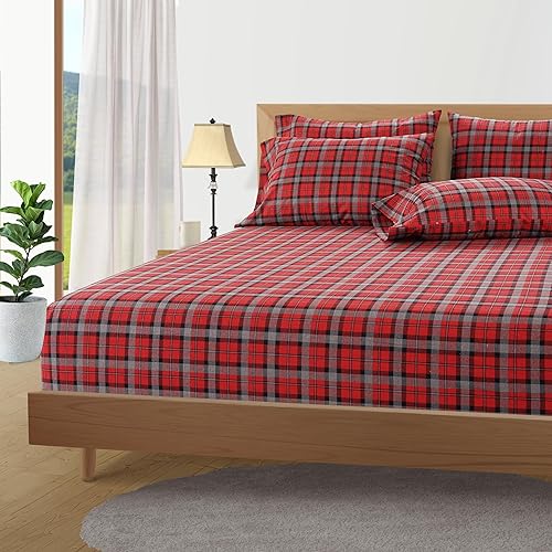 Miniatura 141 de LANE LINEN Sábanas de franela de algodón tamaño King, cepilladas para mayor suavidad, juego de sábanas ligeras tamaño King 100% algodón, sábanas