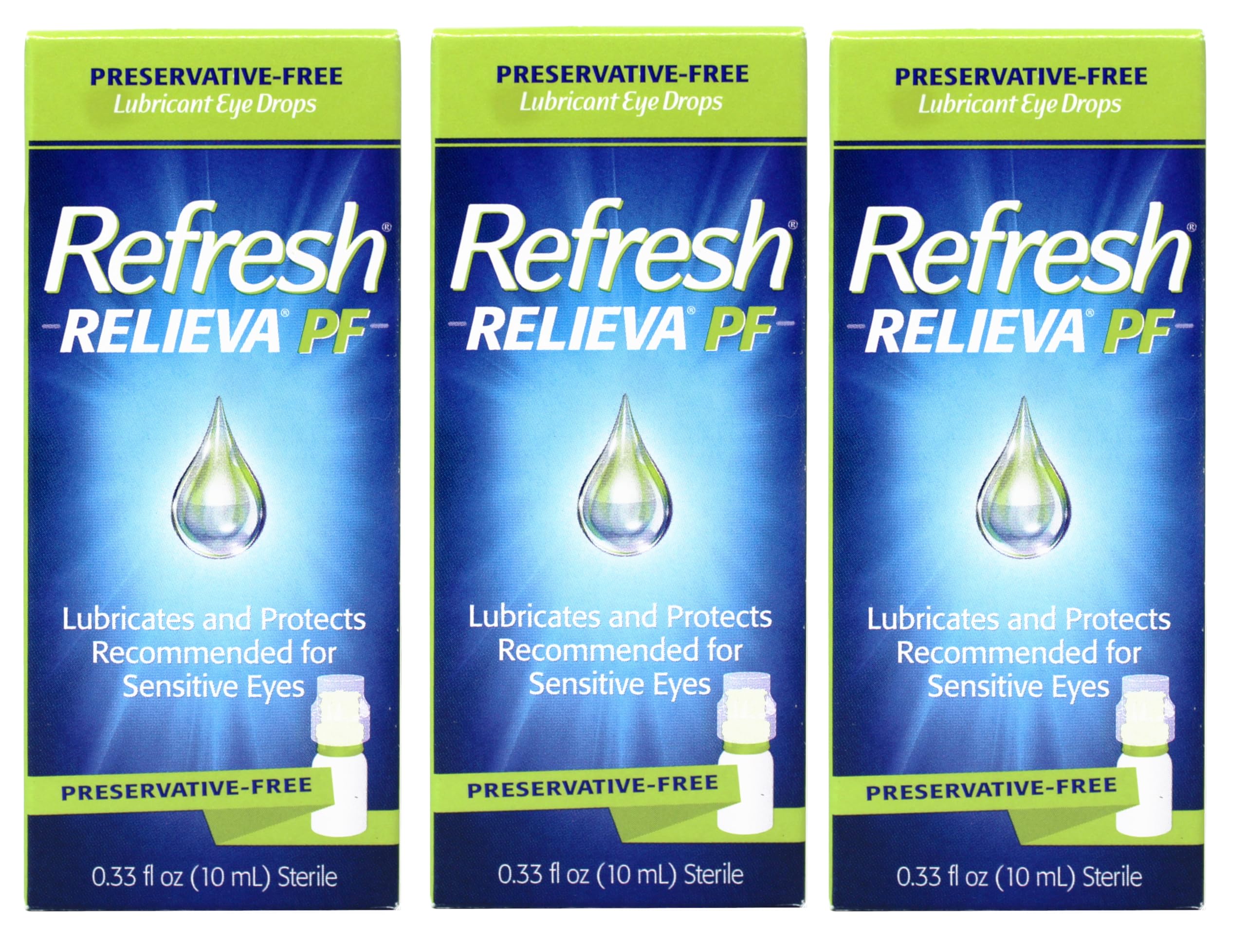 Refresh RELIEVA Preservative-Free Lubricant Eye Drops for Sensitive Eyes 0 33 FL OZ 10 ml - 3 Pack