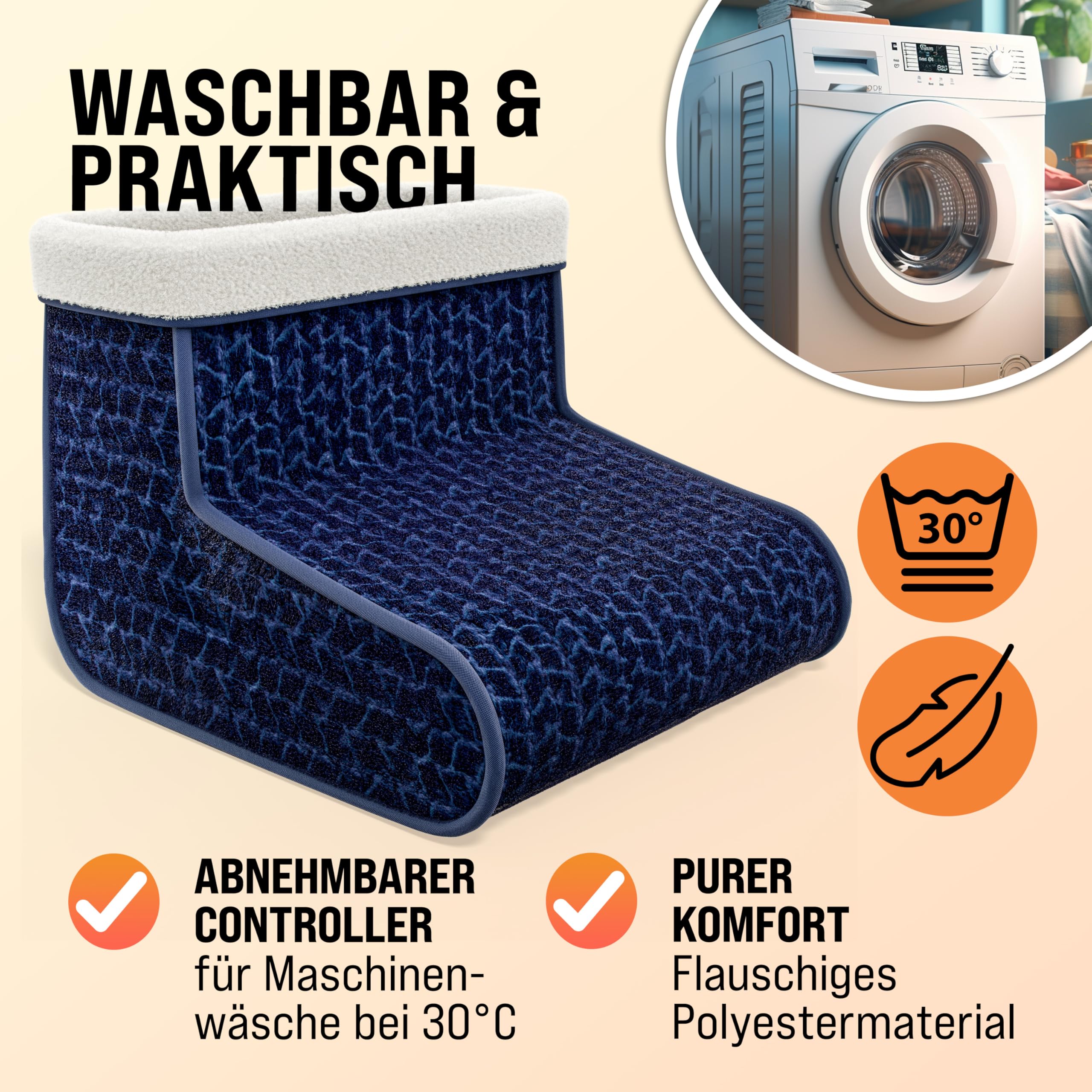 MONZANA® elektrischer Fußwärmer 4 Heizstufen 90min Timer Größe 46,5 Fußheizung Wärmeschuh Überhitzungsschutz waschbar blau