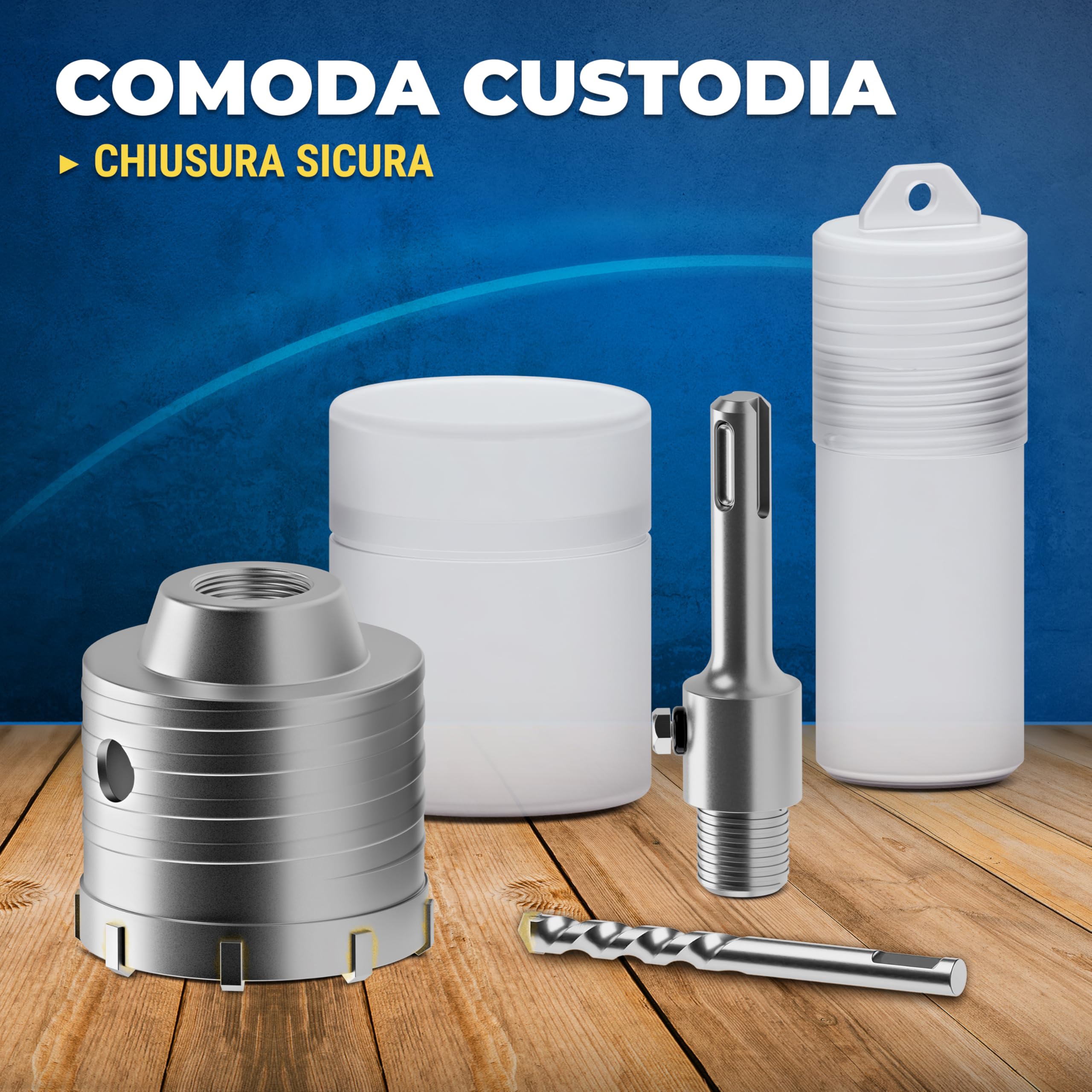 S&R Fresa a Tazza per Muro Cemento Ø 68mm Corona Diamantata Carotatrice a Secco + Adattatore SDS PLUS + Punta Centraggio 8x110 mm