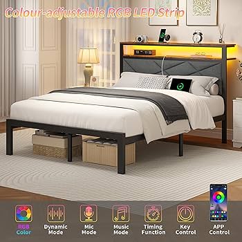 Amazon.com: ChicZhiNest Full Size Bed Frame with LED