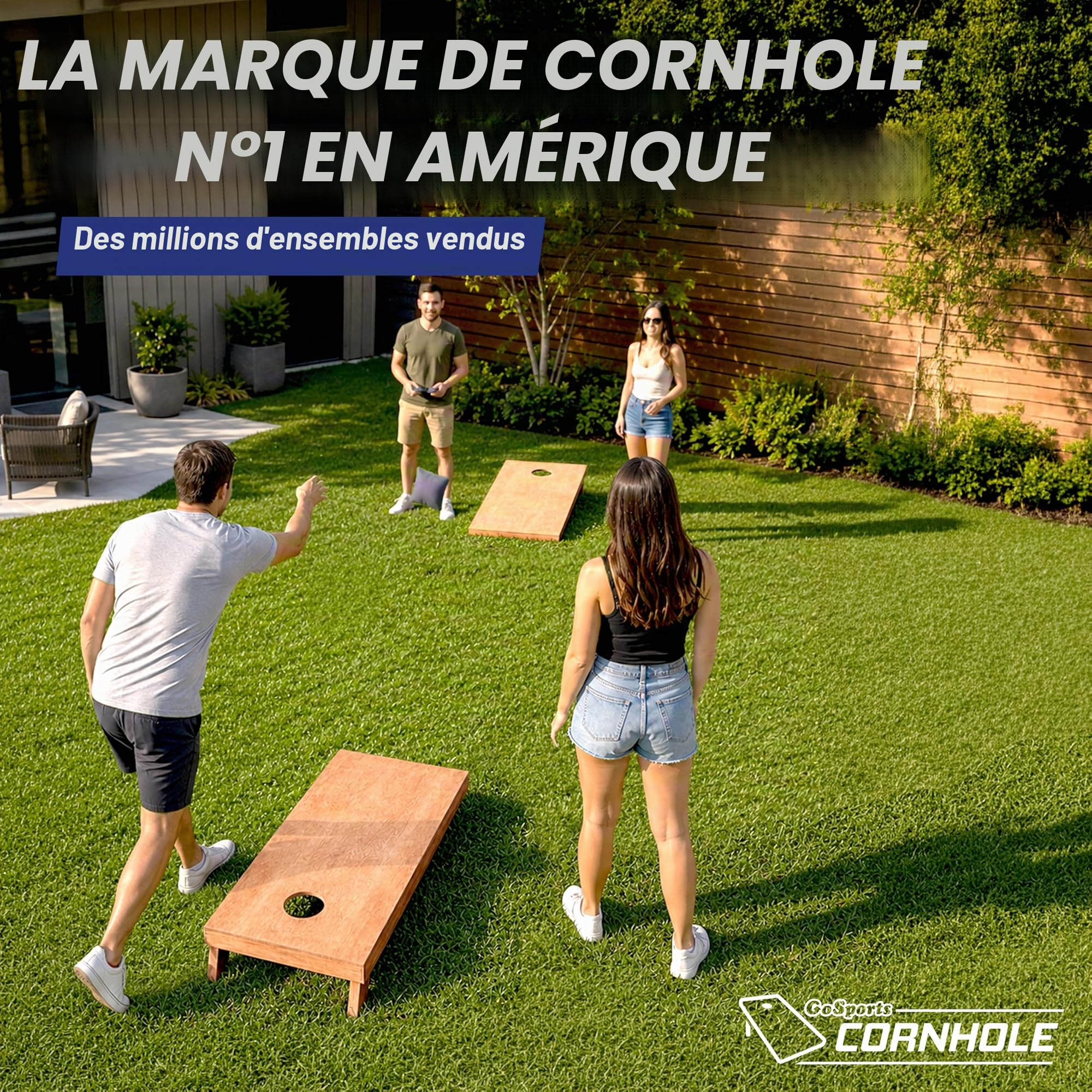 GoSports Lot de Planches de Cornhole en Bois de Taille réglementaire 1,2 x 6,1 m | Comprend Un étui de Transport | Planches de Lancer de Sacs de Haricots de Taille réglementaire