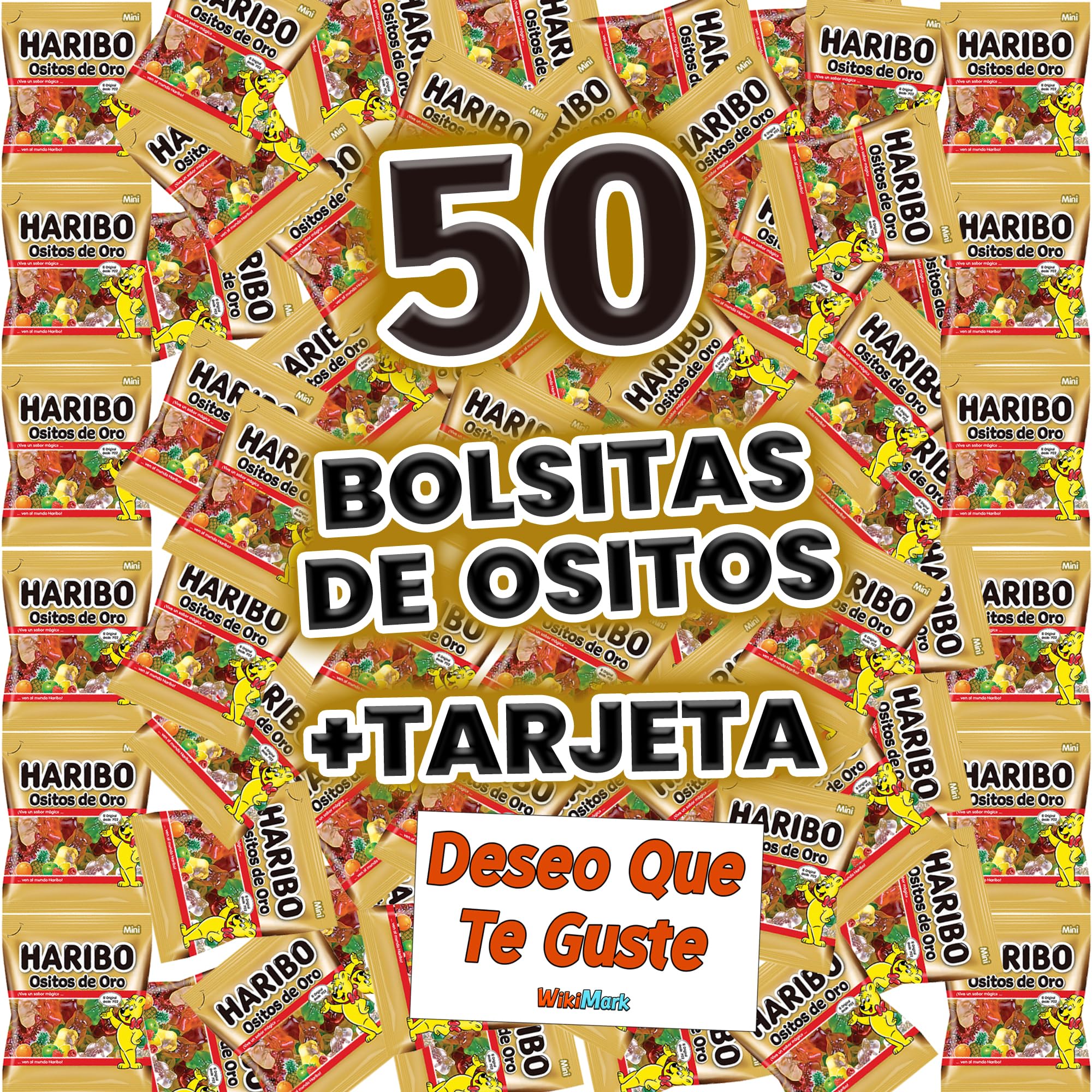 Haribo Ositos de Oro Mini Bolsitas 50 Lote Gominolas Regalo Cumpleaños Halloween Comuniones Navidad