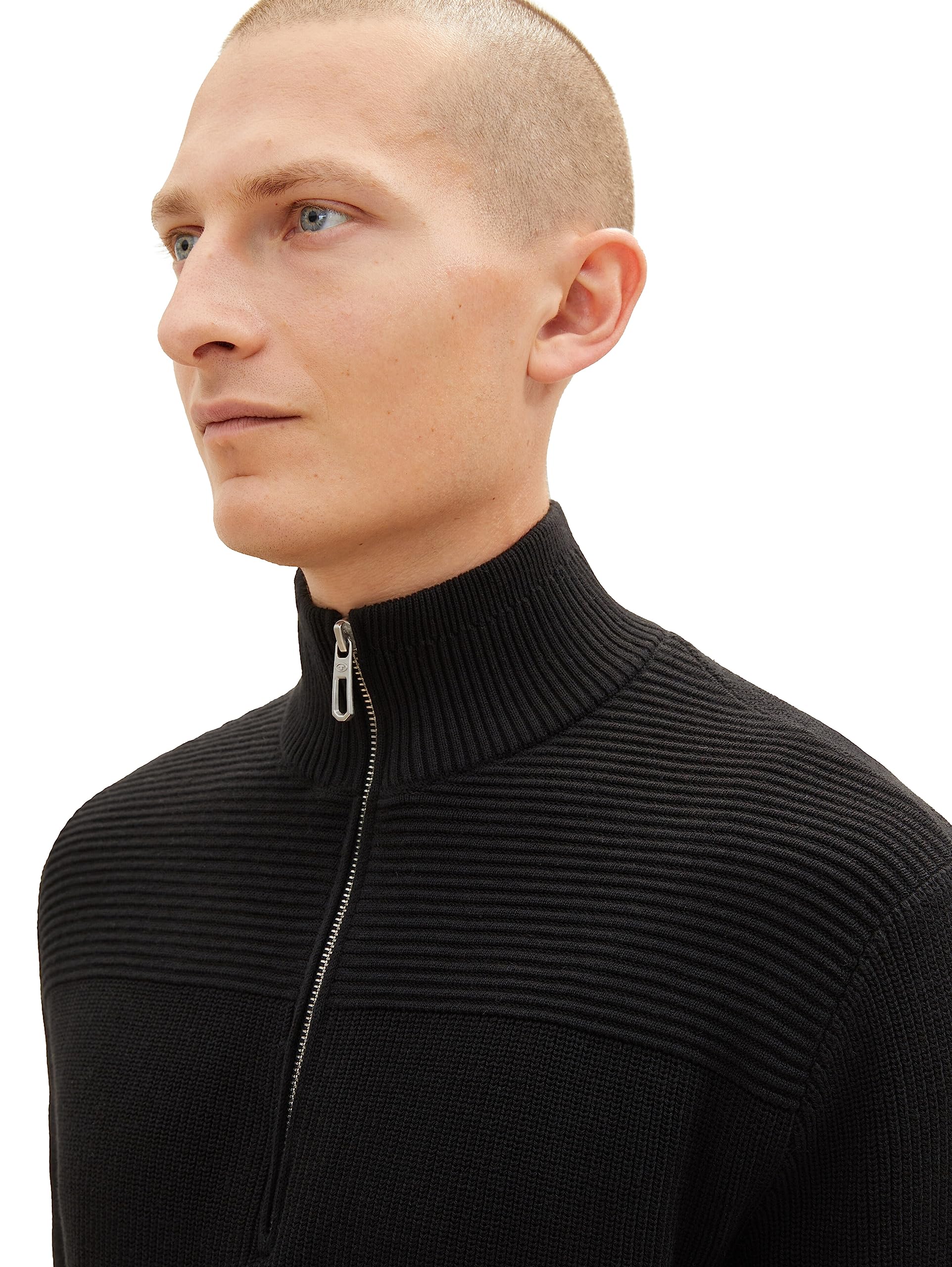 TOM TAILOR Herren 1038315 Strukturierter Strick-Pullover mit Troyer-Kragen (1er Pack)