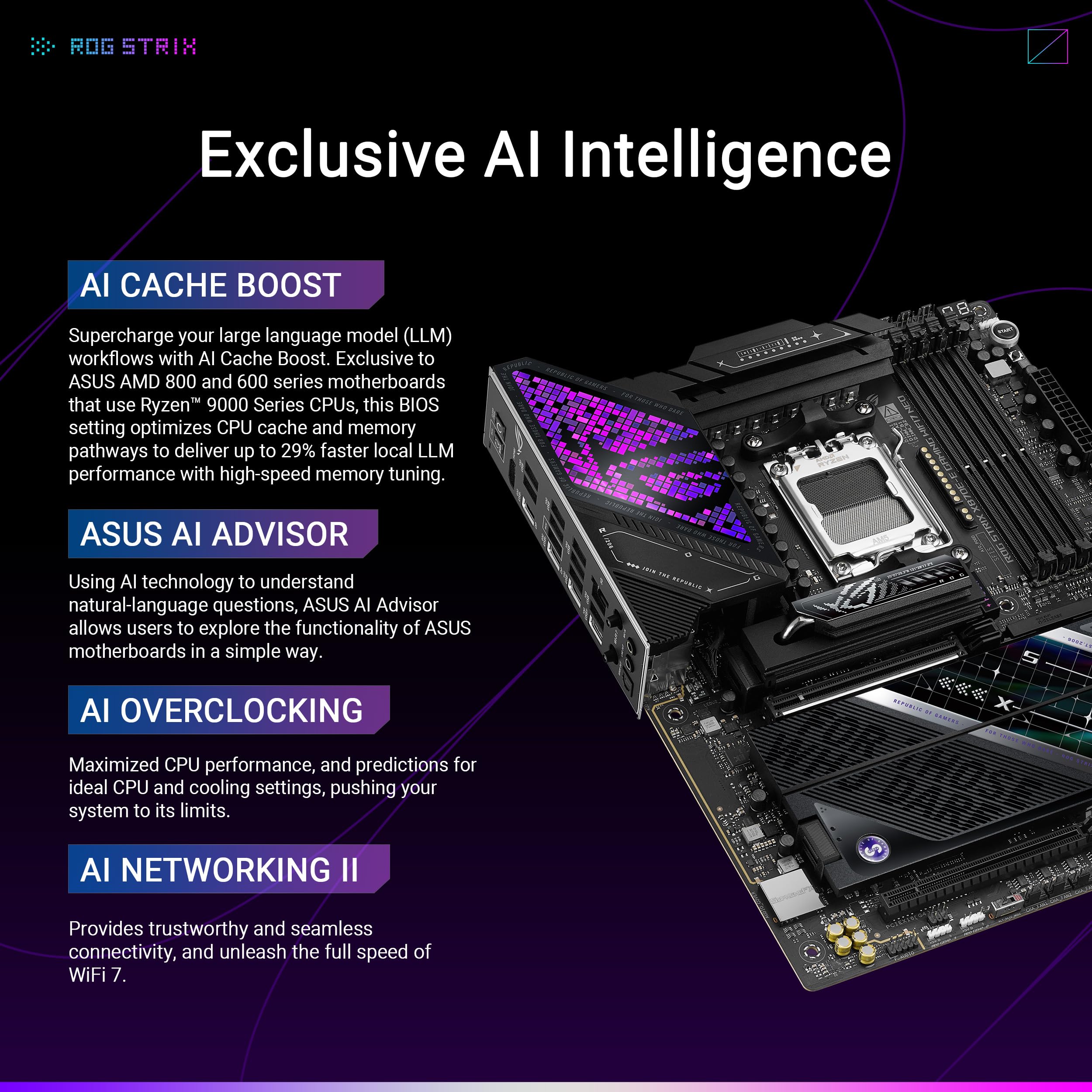 ASUS ROG Strix X870E-E Gaming WIFI7 NEO, placa base AMD ATX, 18+2+2 etapas de potencia, ranuras DDR5, cinco ranuras M.2, PCIe® 5.0 con soporte completo para GPU de próxima generación, Wi-Fi 7, USB 4