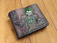 Vista 5 de Men's 3D Genuine Leather Wallet, Hand-Carved, Hand-Painted, Leather Carving, Custom wallet, Personalized wallet, Joker, Laugh HA HA HA, Smile, Face