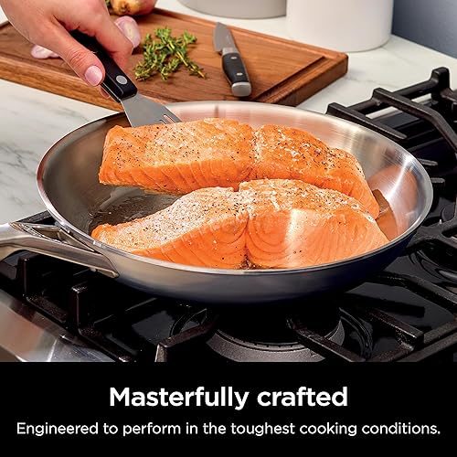 Miniatura 2 de Ninja EverClad - Sartén de acero inoxidable de grado comercial de 26 cm, sartén tricapa, apta para horno hasta 600°F, compatible con todas