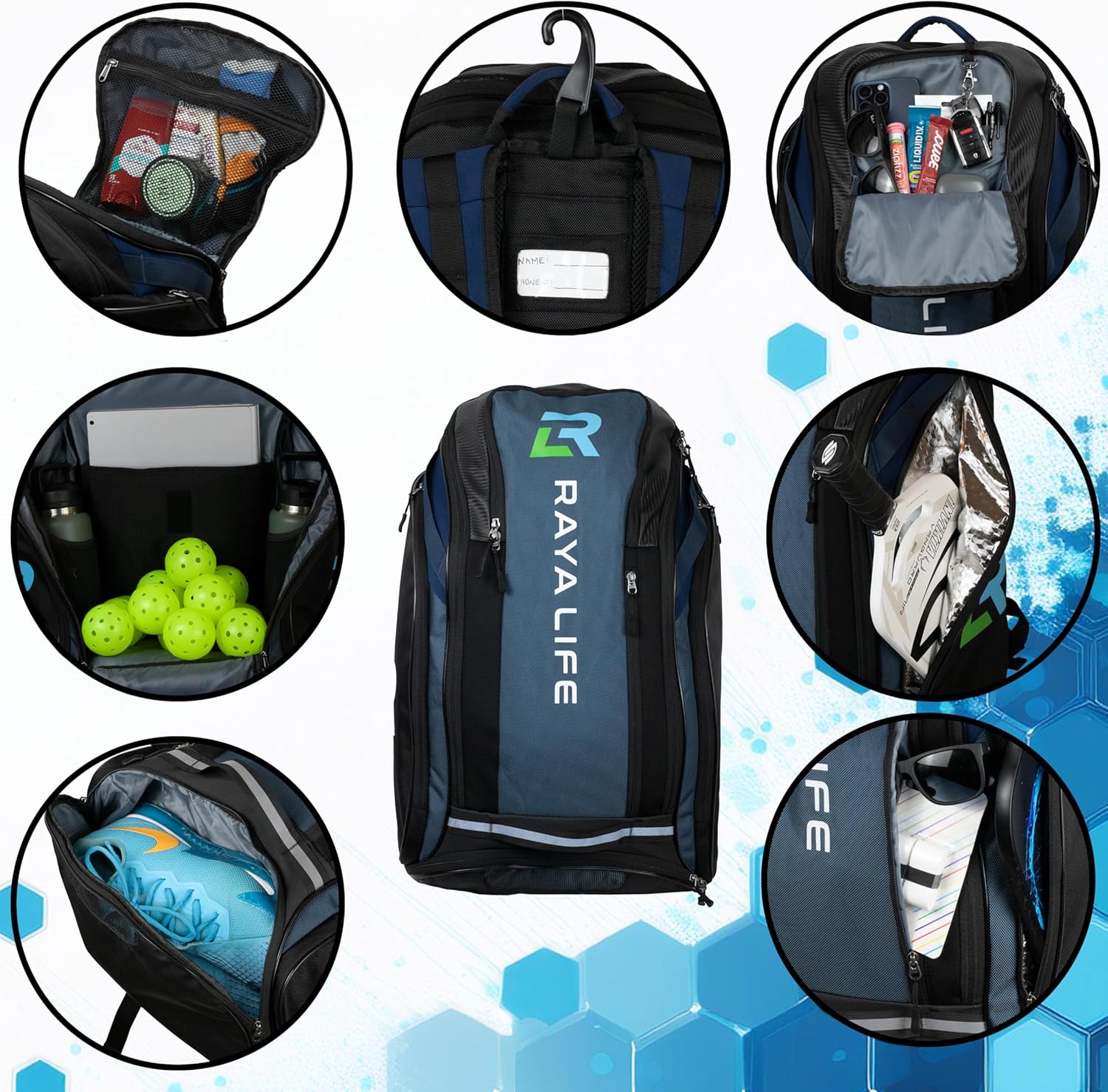 Pickleball Bag - Water Proof Pickleball Backpack, Ample storage for Paddles and Gear, Fence Hook, Shoe Compartment - Image 6