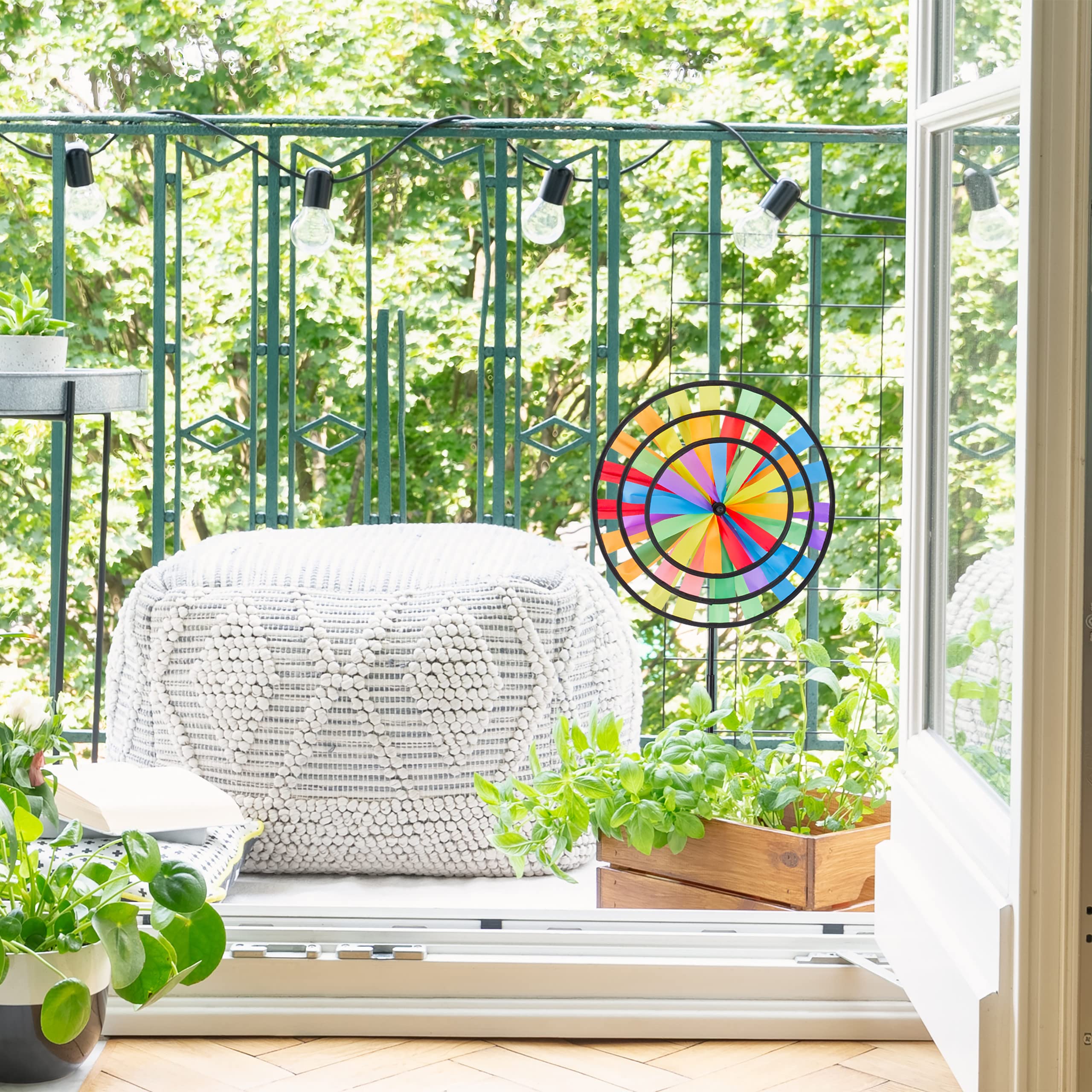 Relaxdays Girandola, per Aiuole, Design Arcobaleno, per Bambini, da Outdoor, HLP: 73,5 x 35,5 x 15 cm, Colorato
