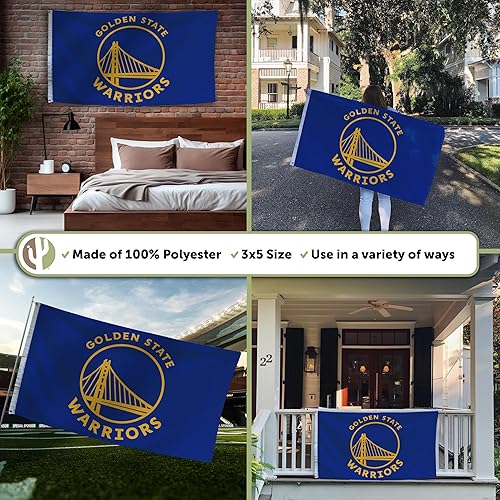 Miniatura 3 de Desert Cactus Golden State Warriors Bandera NBA 100% poliéster para interiores y exteriores, 3 x 5 pies, banderas del equipo de la Asociación