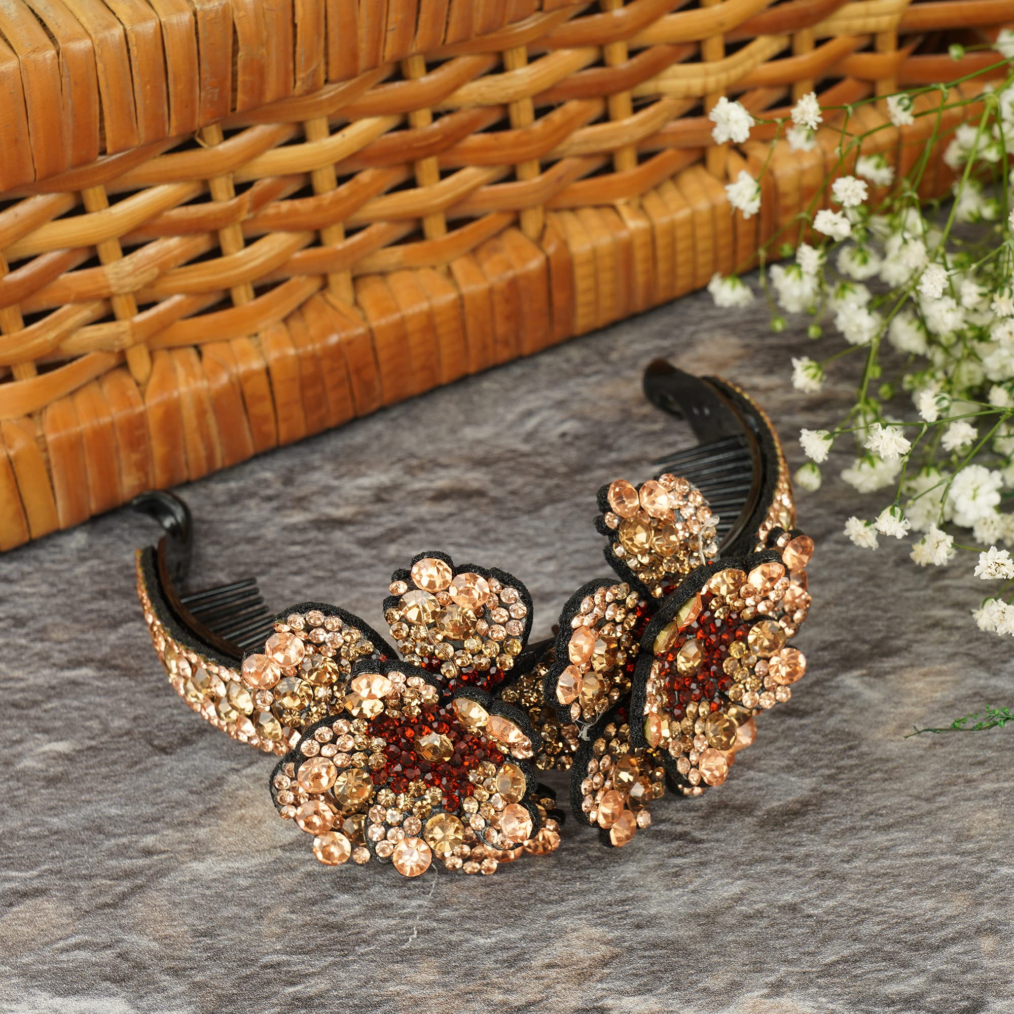 See full amazon price history chart for MIZORRI Large Size Claws Hair Rhinestone Bun Holder - Crystal Hairpin Half-balloon Expanding Hair Ponytail Holder Clips for Woman and Girls Hair Accessories (Gold Size: 25 * 7 cm) MIZORRI Large Size Claws Hair Rhinestone Bun Holder - Crystal Hairpin Half-balloon Expanding Hair Ponytail Holder Clips for Woman and Girls Hair Accessories (Gold Size: 25 * 7 cm) (B09LMNTR2T) Amazon Price History, Amazon Price Tracker