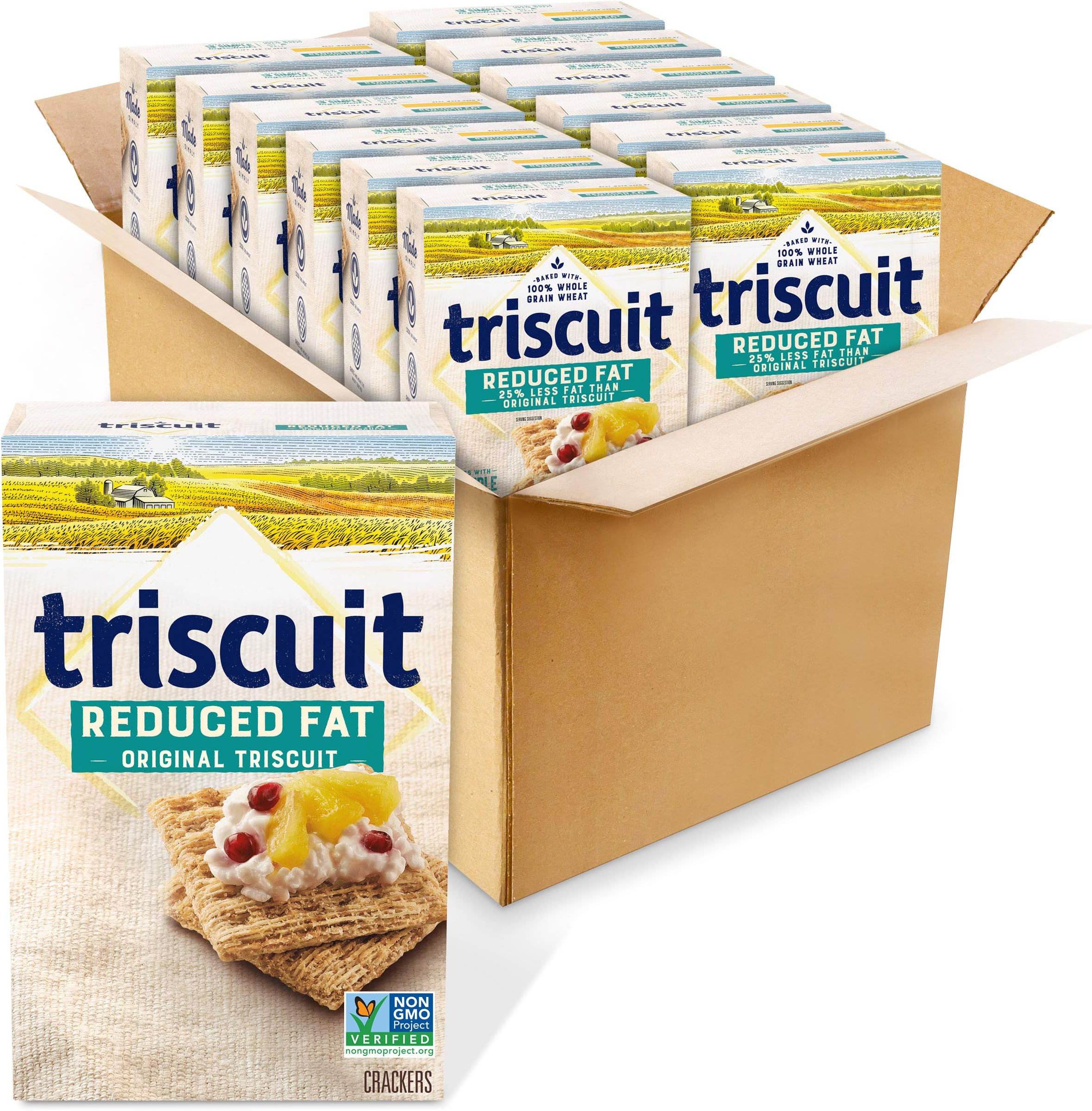 Triscuit Reduced Fat Whole Grain Wheat Crackers, 12 - 7.5 oz Boxes