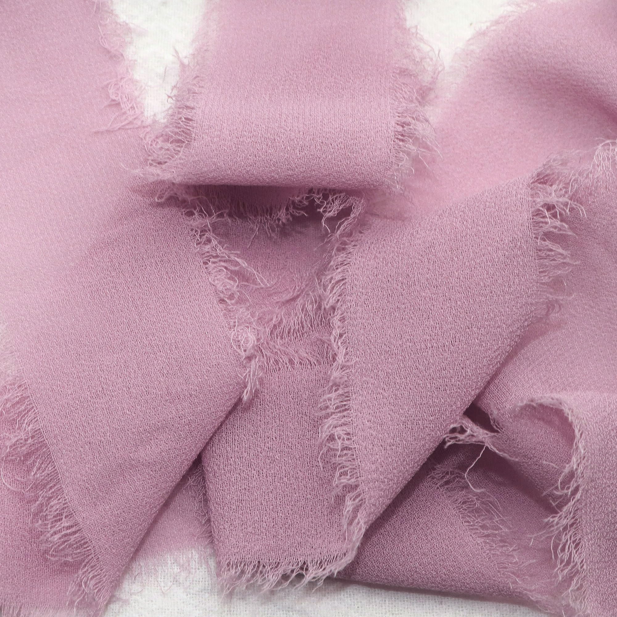 David accessories Handgefertigtes Chiffon-Seidenband, 5,1 cm x 12,7 m, ausgefranste Kanten, Bänder-Set für Hochzeitseinladungen, Brautsträuße, Geschenkverpackungen, Bastelarbeiten (Deep Rose, 5,1 cm)