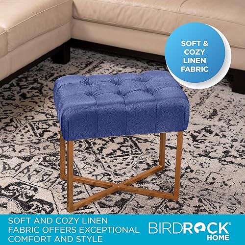 Miniatura 34 de BIRDROCK HOME Taburete rectangular copetudo con cojín acolchado suave, silla de tocador versátil para dormitorio, sala de estar, baño, asiento