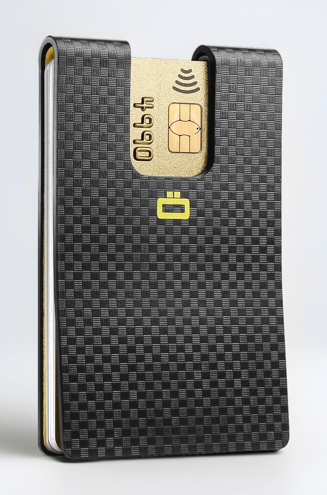 Ögon Smart Wallets - i3C Carbon Effect Card Clip - RFID Blocking Card Wallet - Up to 7 Cards and Banknotes - Black