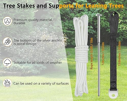 Miniatura 4 de YOUSTOO Estacas para árboles, 6 estacas y soportes para árboles inclinados y árboles jóvenes contra el mal tiempo