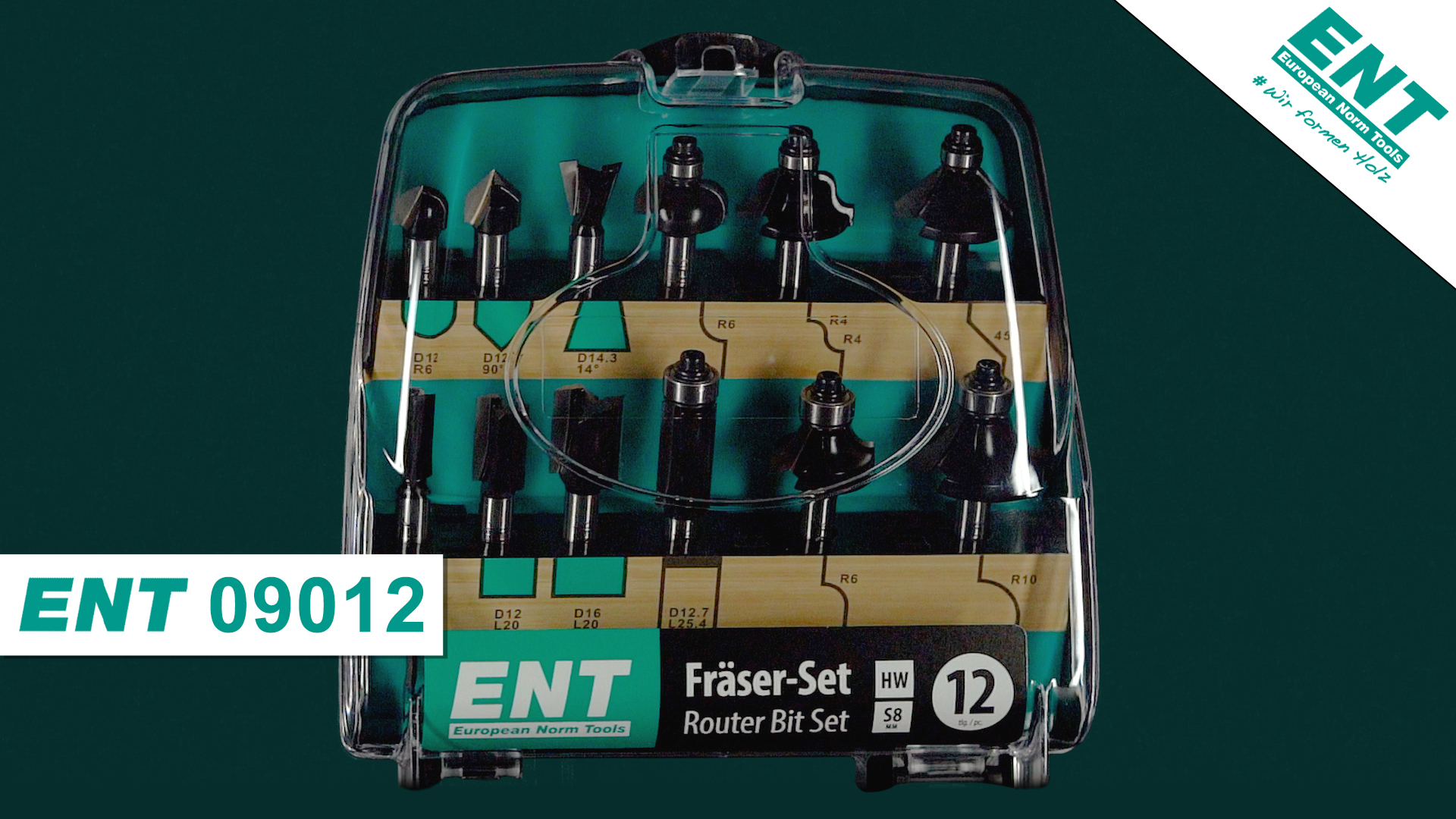 FISCH Tools HM-Fräsersatz 12-teilig Fräser Für Oberfräse Hartmetallfräser 9002696374985