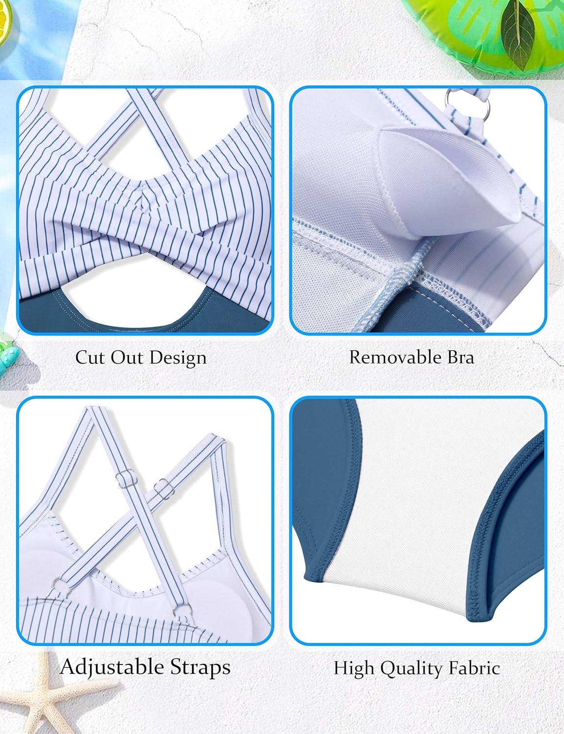 Girl Swimsuit One Piece Cutout Ruched Bathing Suit for Girls Color Block Adjustable Straps Pad Swimwear 9-16y - Image 7