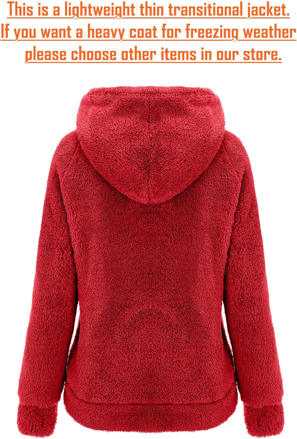 RISISSIDA Women Sherpa Faux Fur Fleece Lightweight Short Jacket Hooded, Spring Fall Transitional Fashion, Cute Thin Coat - Image 4