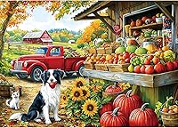 Vista 1 de Blueforest Rompecabezas para adultos de 1000 piezas, rompecabezas de otoño del mercado de la granja, rompecabezas familiar imposible, difícil