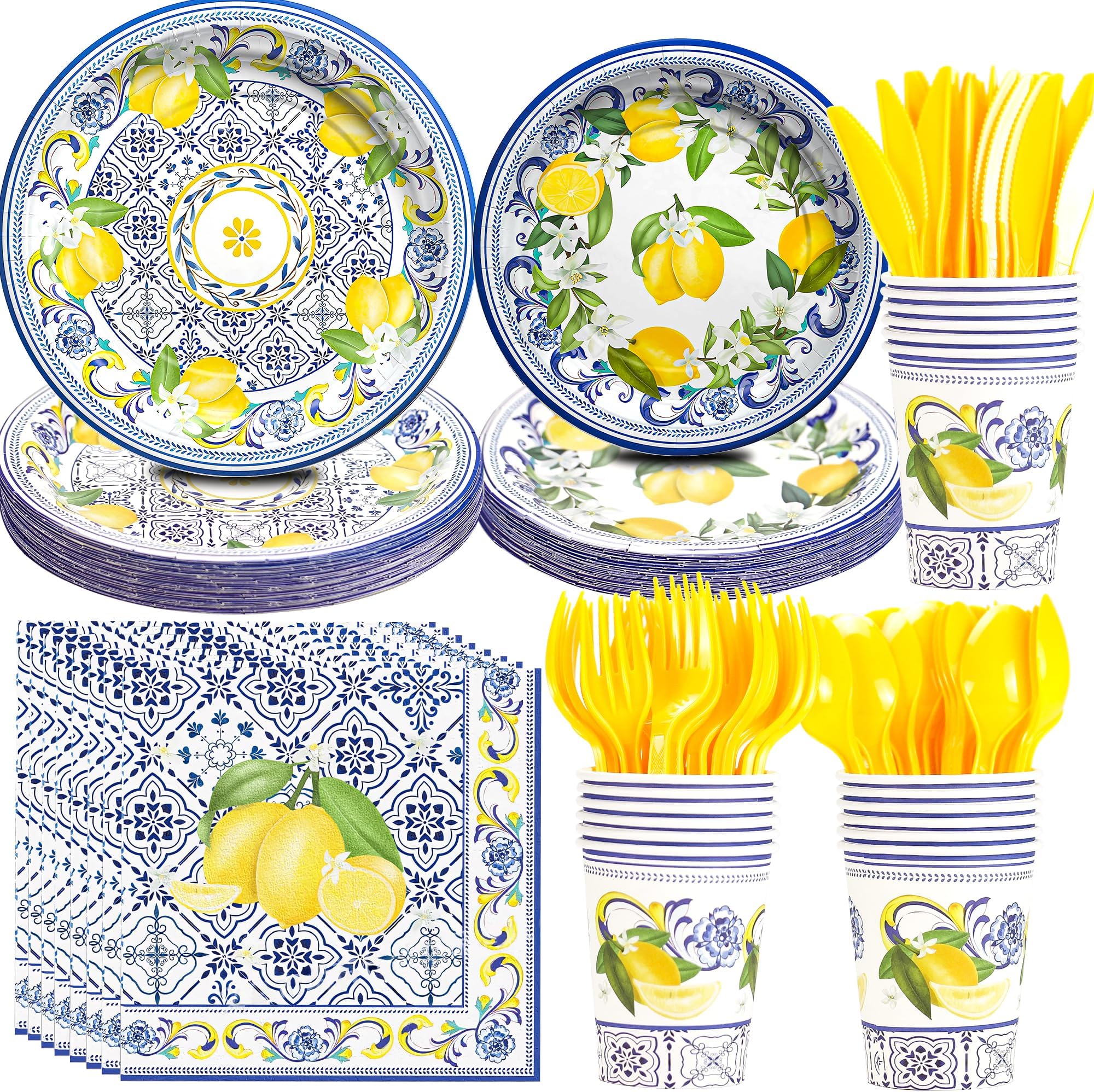 Lemon Bridal Shower Decorations Tableware - She Found Her Main Squeeze Bridal Shower Party Supplies, Paper Plate, Napkin, Cup, Disposable Cutlery, Lemon Party Decorations Supplies | Server 24