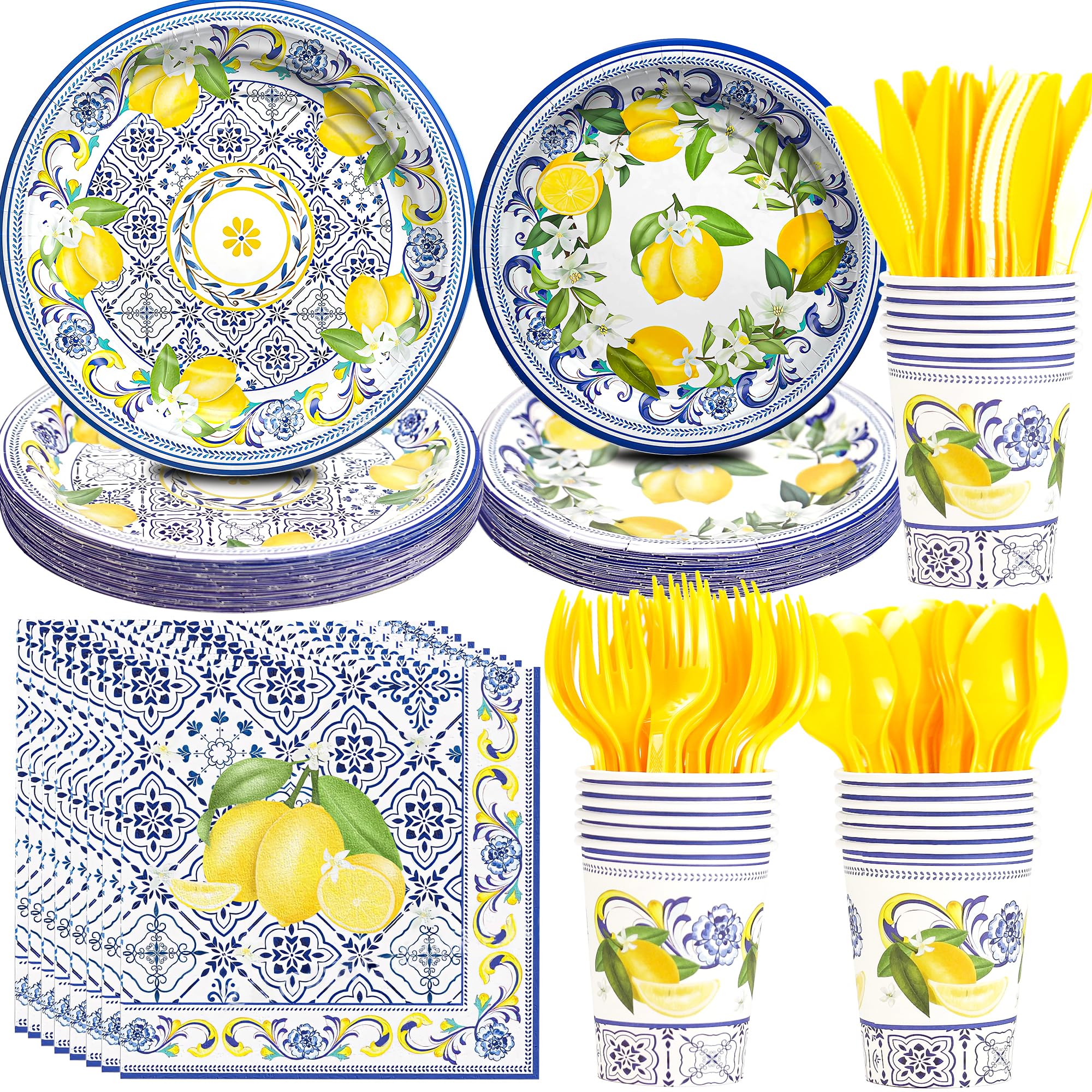 Lemon Bridal Shower Decorations Tableware - She Found Her Main Squeeze Bridal Shower Party Supplies, Paper Plate, Napkin, Cup, Disposable Cutlery, Lemon Party Decorations Supplies | Server 24