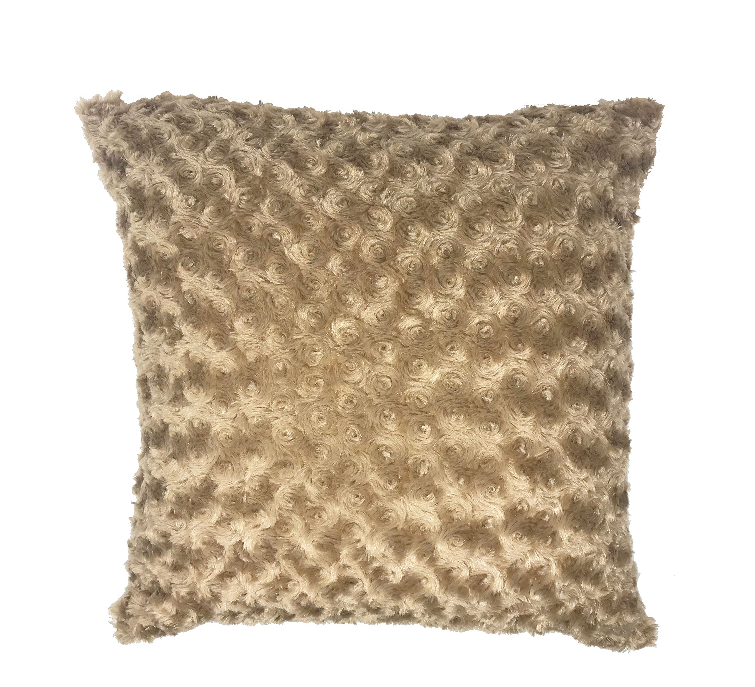 Lancashire Textiles Limited Manufacturers of quilts, pillows and homewares | Swirl Fur Beige Suede Reverse 45cm x 45cm Cushion Cover Only (Beige)