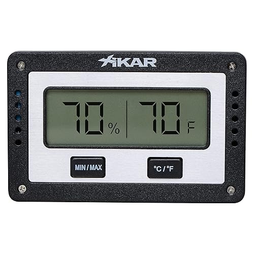 Xikar PuroTemp Rectangular Digital Hygrometer, Compact and Lightweight Cigar Humidor