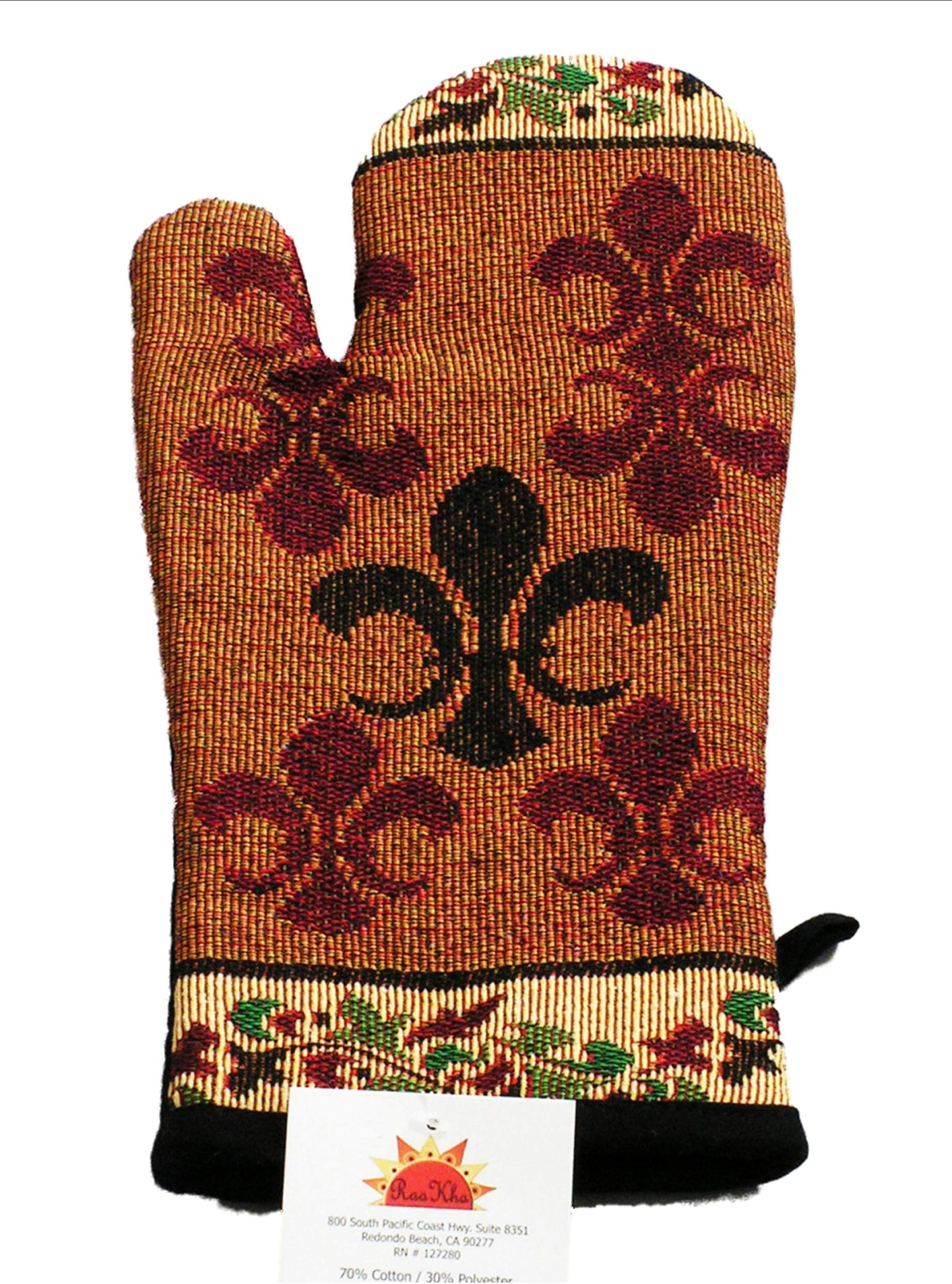 RaaKha Fluer De Lis Southwestern Design Oven Mitt, 7x12 inches