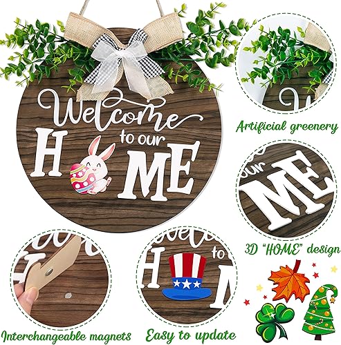 Vista 11 de Letrero de bienvenida intercambiable de temporada para puerta delantera, decoración de porche para el hogar, decoración para interiores