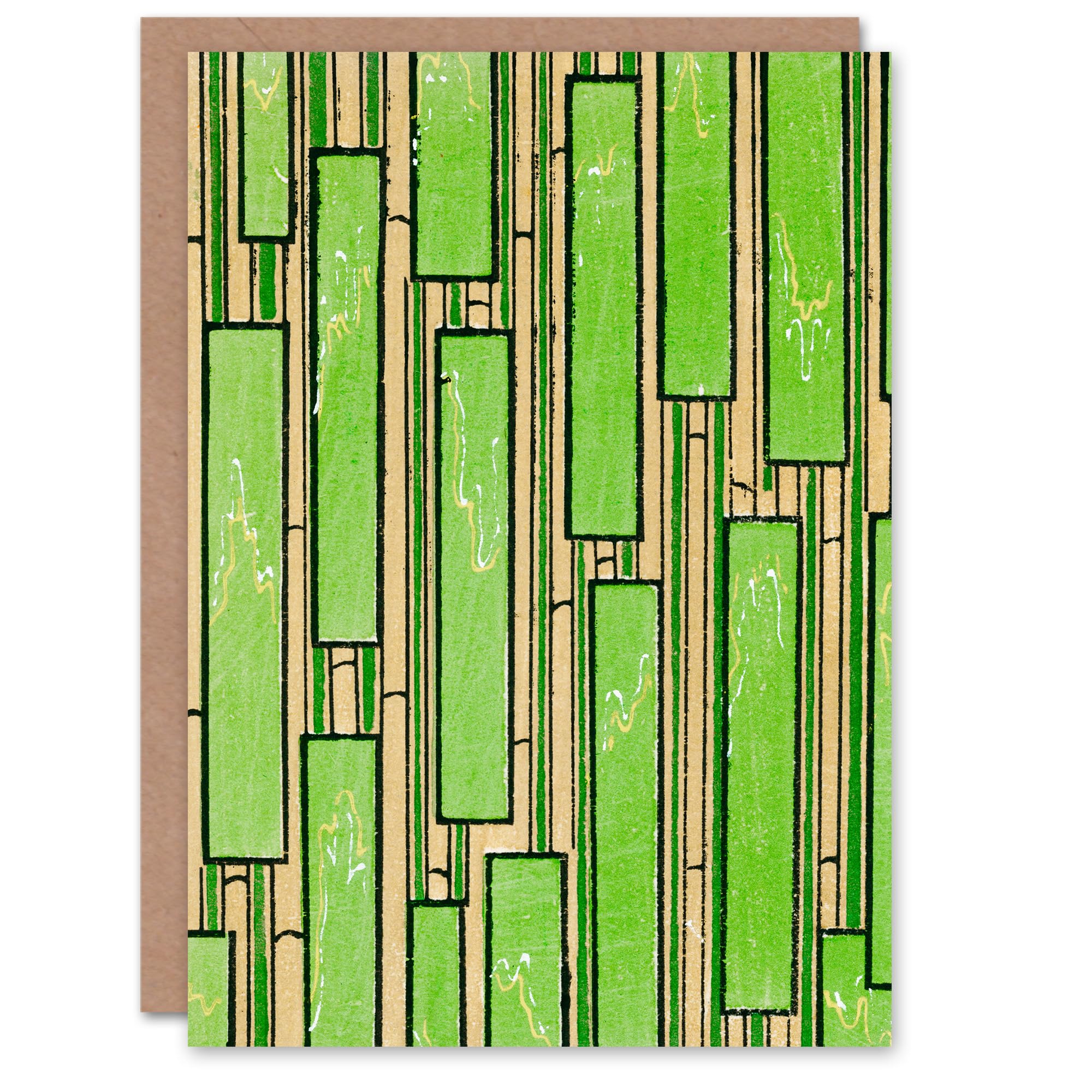 Artery8 Furuya Korin Japanese Art Card Green Bamboo Vintage Pattern