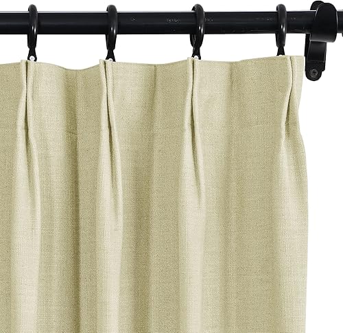 Miniatura 22 de Fcosie Cortinas plisadas de lino 100 % opacas para puerta corrediza de patio, cortina con aislamiento térmico para barra transversal y riel, 1 Azul