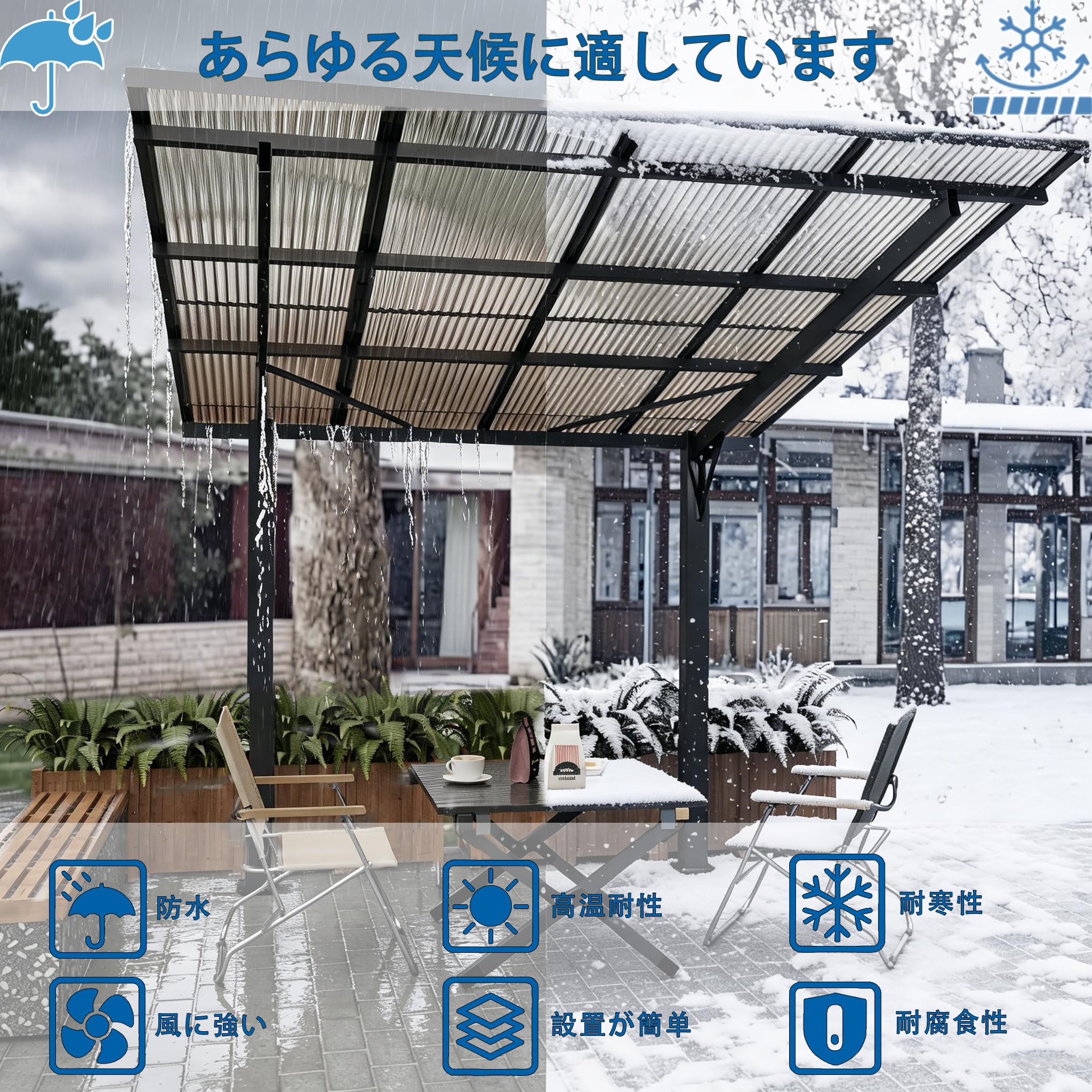 Amazon.co.jp: OSJ テラス屋根 ベランダ 屋根 ひさし大型 重量型