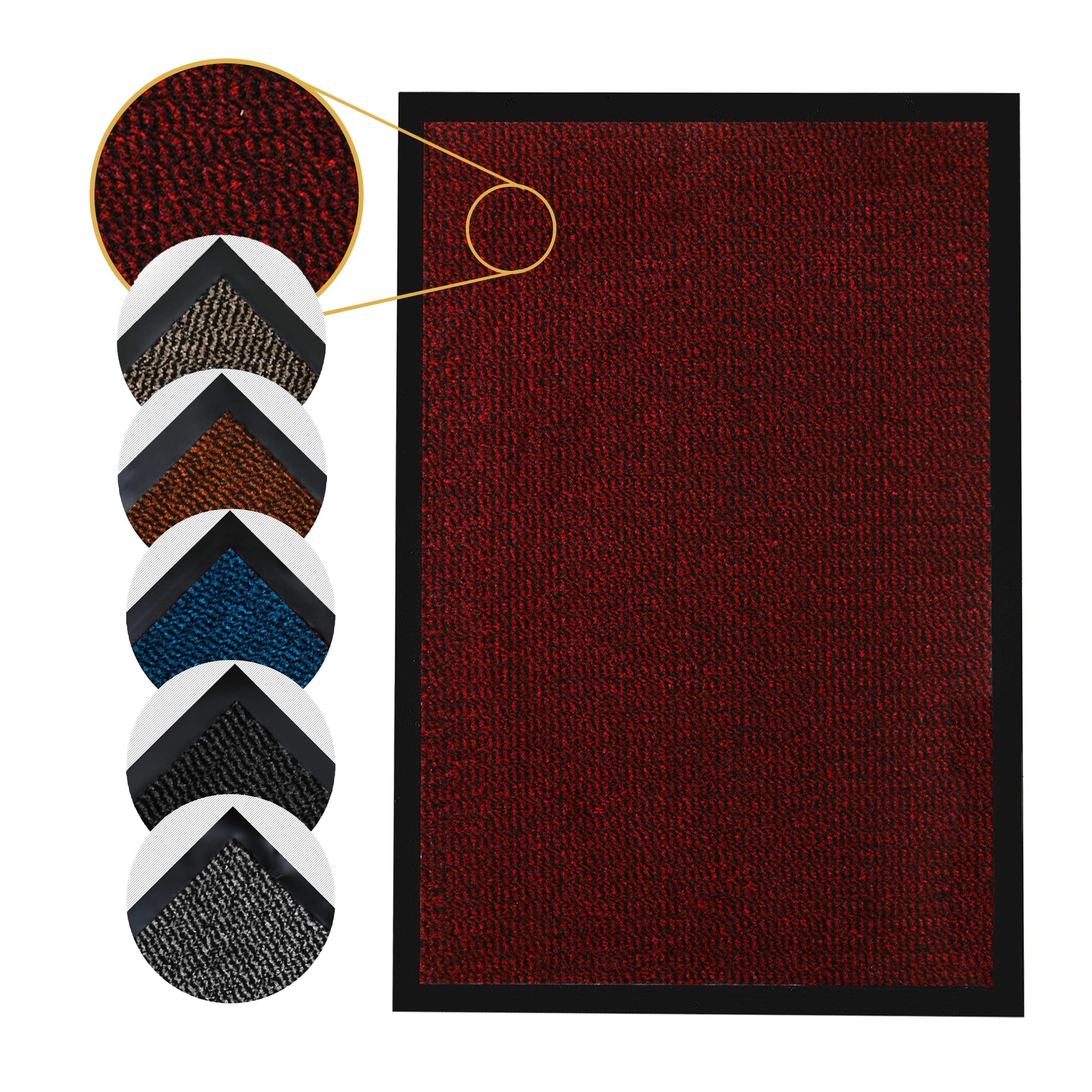 Homatz Hallway Runner Rug Heavy Duty Non-Slip Rubber Back, Red 60x160cm Carpet Runner - Dirt Trapper, Water Absorbent Runner Mat, Washable Rugs, Carpet for Hallway Kitchen Living Room