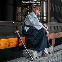 Vista 7 de Demon Slayer Sword - Juego completo de cinturón y soporte de 41 pulgadas, forma final de fuego de la espada Tanjiro, Katana de madera