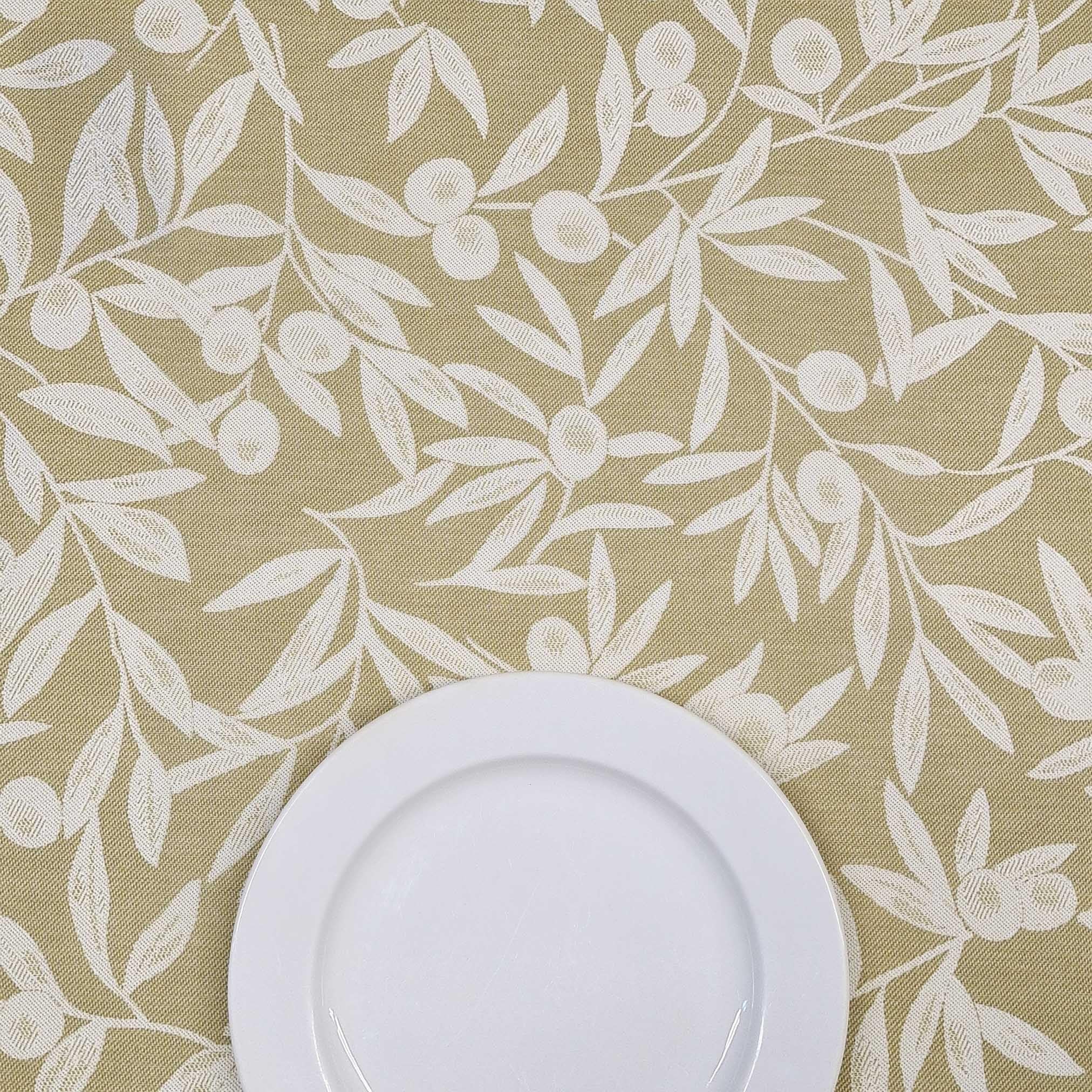 Manifattura Tessile Liquidproof Stain Resistant Cotton Tablecloth - just a sponge to clean stains - Olive oil, Round x6 140 โ image 1