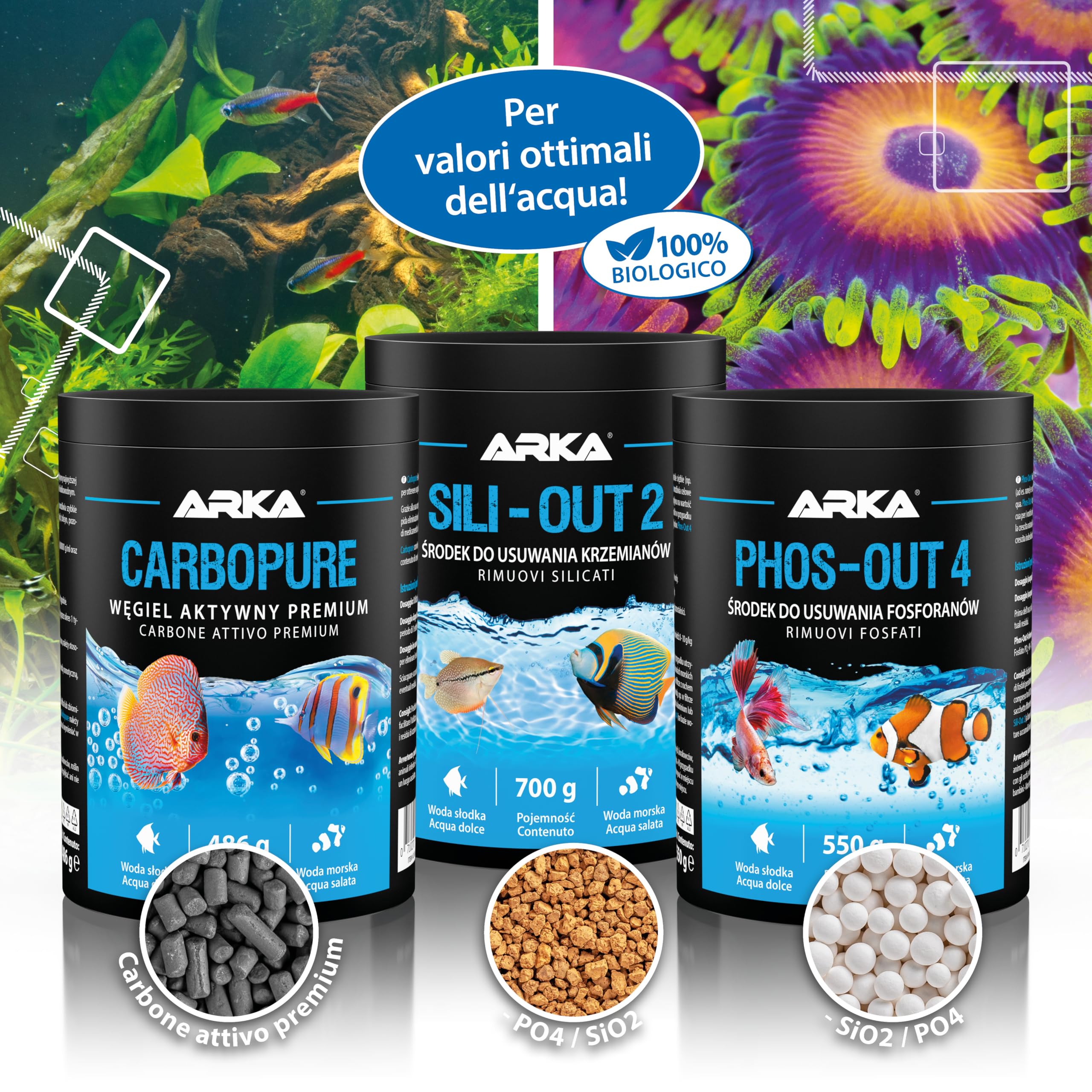 Antifosfati Acquario 5 L - Phos-Out 4 Granuli Idrossido Ferro | Materiale filtrante in granuli con sacchetto, lega fosfati e silicati, per acqua dolce e marina