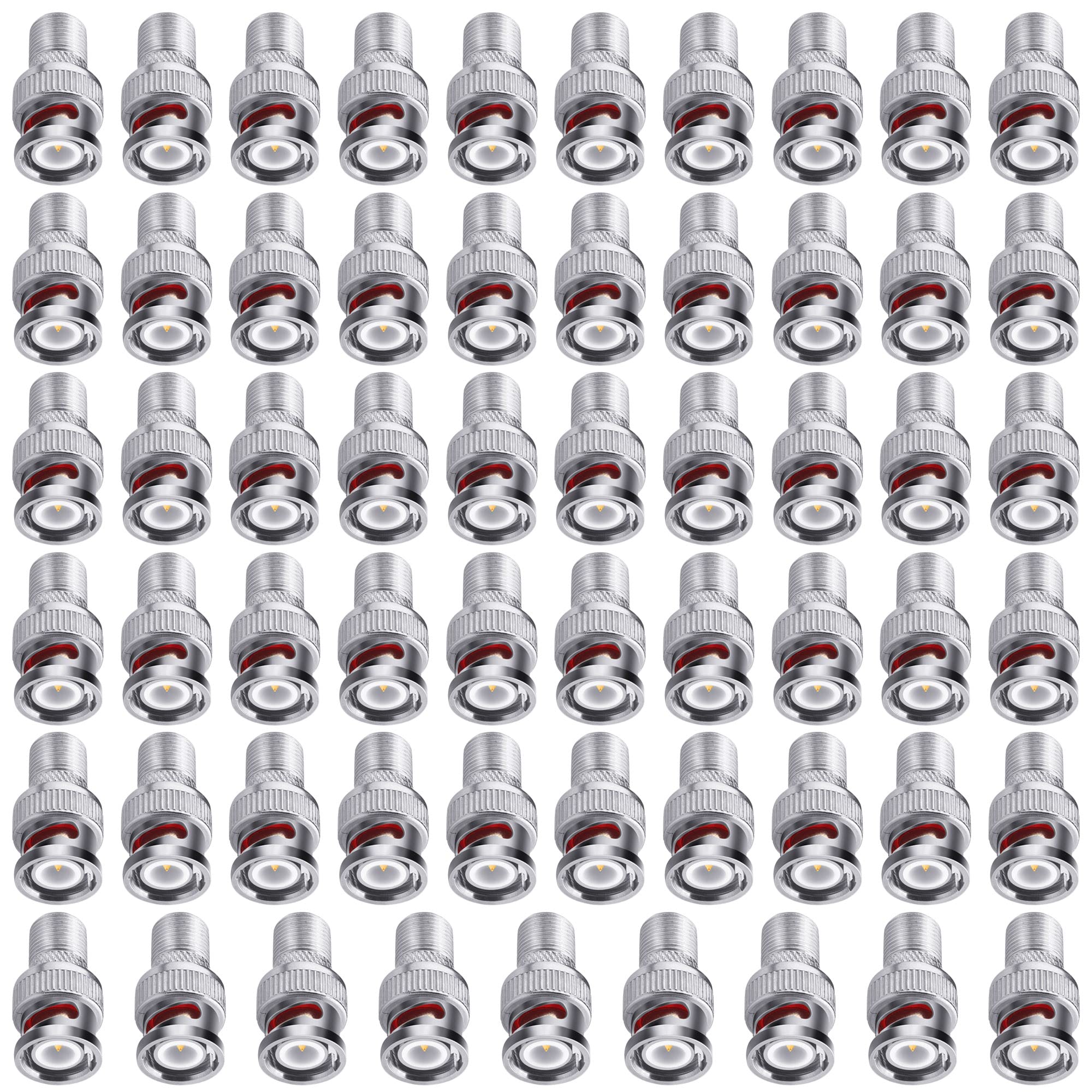 Fanbalunke BNC Male to F Female Connector 59 Pcs BNC to F Type Coax Adapter Connector Coupler RG6 RG59 Coaxial Adapter for Scanner Security Camera