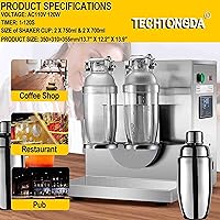 Vista 2 de TECHTONGDA Máquina comercial de coctelera de té con leche, máquina profesional de acero inoxidable de doble marco automático de té de burbujas