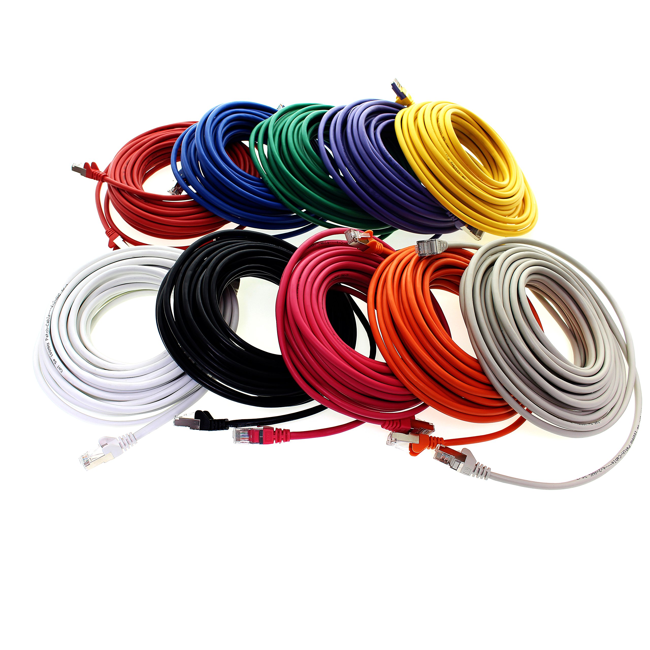 1aTTack.de 0,5 m - 10 kolorów - kabel sieciowy LAN CAT.5 CAT5 SFTP SF/UTP najwyższej jakości kabel krosowy Ethernet, kompatybilny z CAT6 / CAT6a / CAT7