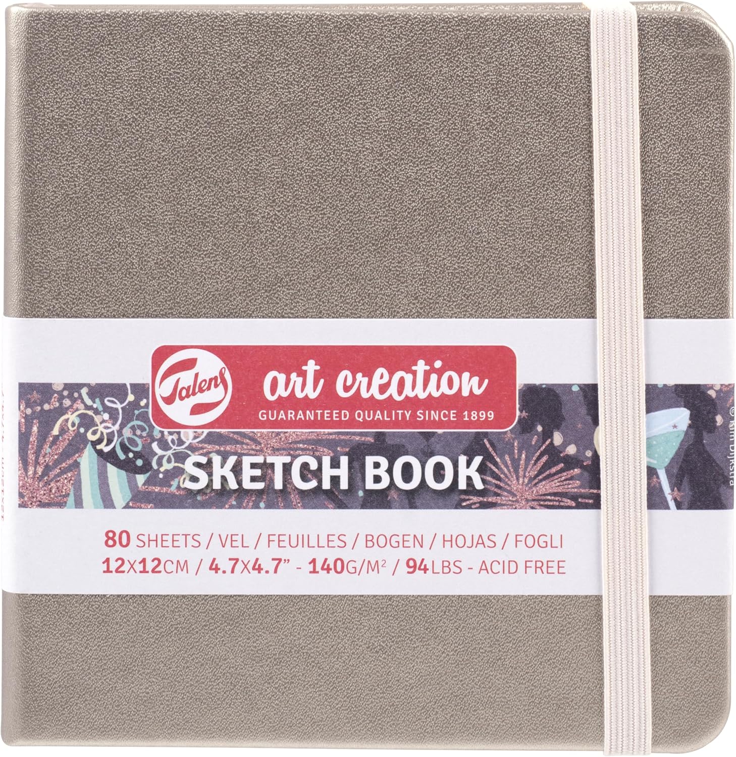 Talens Art Creation T9314-244M 454500 Talens Art Creation Sketchbook, Drawing Notebook, 4.7 x 4.7 inches (12 x 12 cm), Pink Champagne, Thickness 4.9 oz/yd², Fine Acid-Free Paper, 80 Sheets
