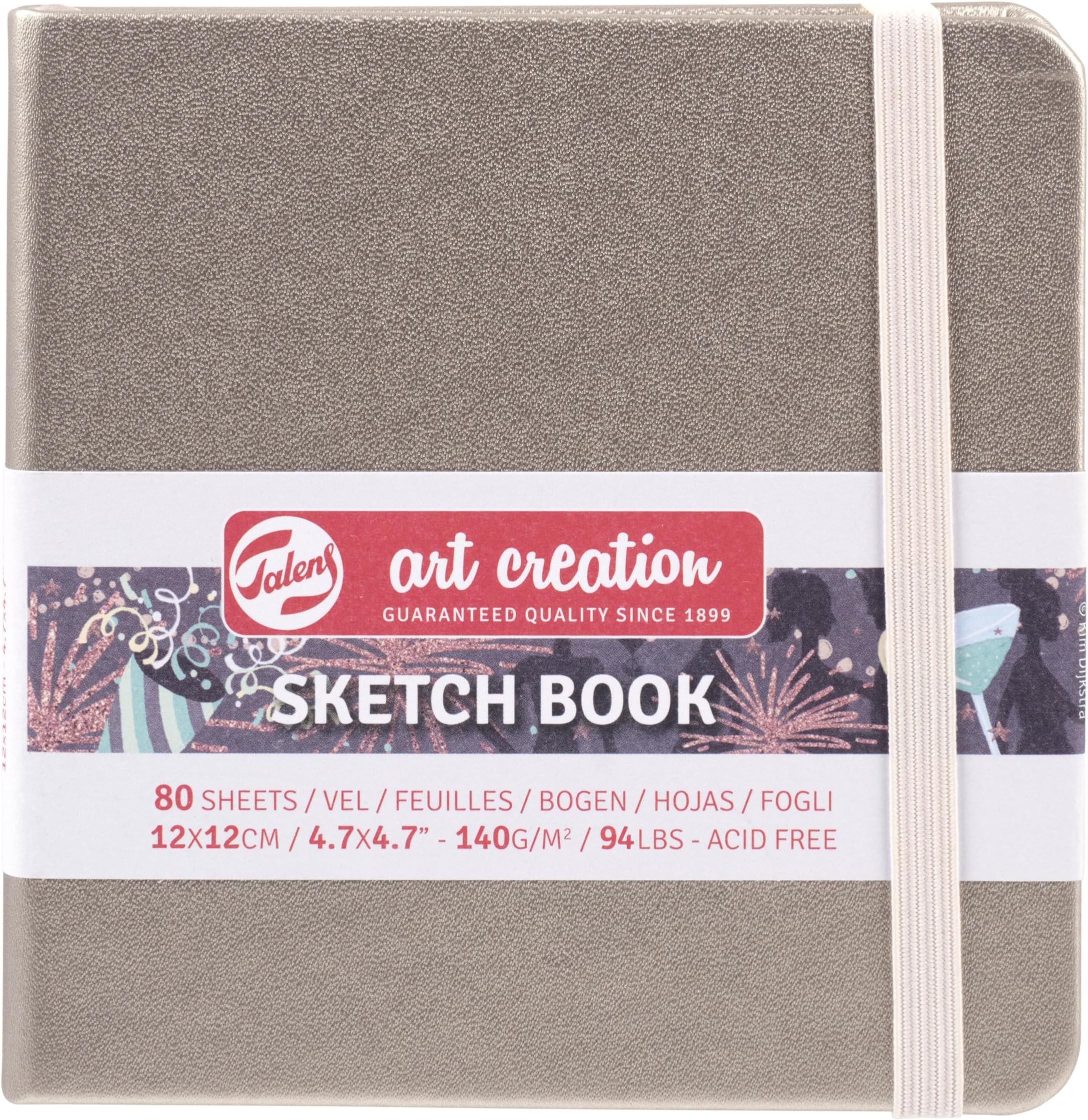 T9314-244M 454500 Talens Art Creation Sketchbook, Drawing Notebook, 4.7 x 4.7 inches (12 x 12 cm), Pink Champagne, Thickness 4.9 oz/yd², Fine Acid-Free Paper, 80 Sheets